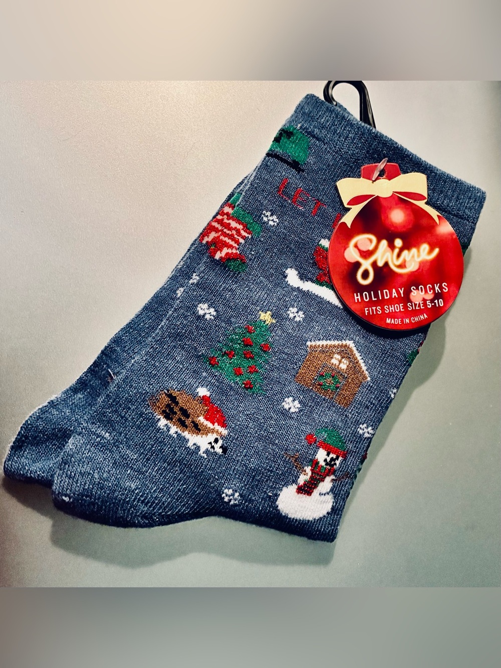 Kohl's Blue Holiday Socks with Snowman, Tree & Gingerbread